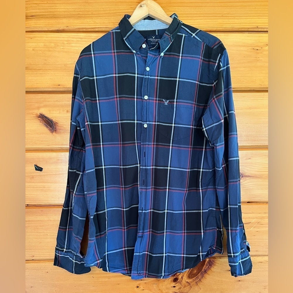 American Eagle Long Sleeve Plaid Classic Fit Men Shirt LT